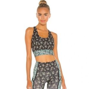 Free People Movement Floral Printed Synergy Strappy Back Crop Top Sports Bra SzS